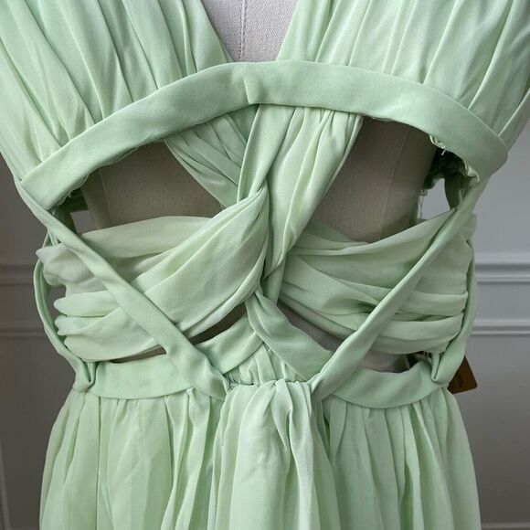 NWT Light In The Box Lime Green Formal Gown Dress Cut Out Waist 26W 3X - Picture 5 of 7